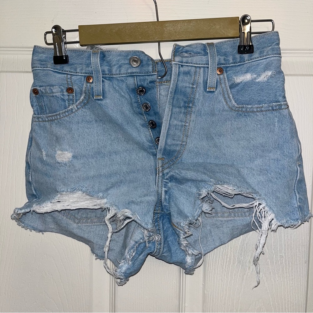 Levi's Light Blue Distressed Jean Shorts